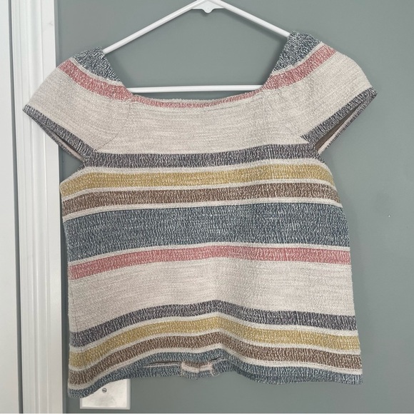 Madewell 100% Cotton Stripe Button Front Square Neck Top - Picture 5 of 9